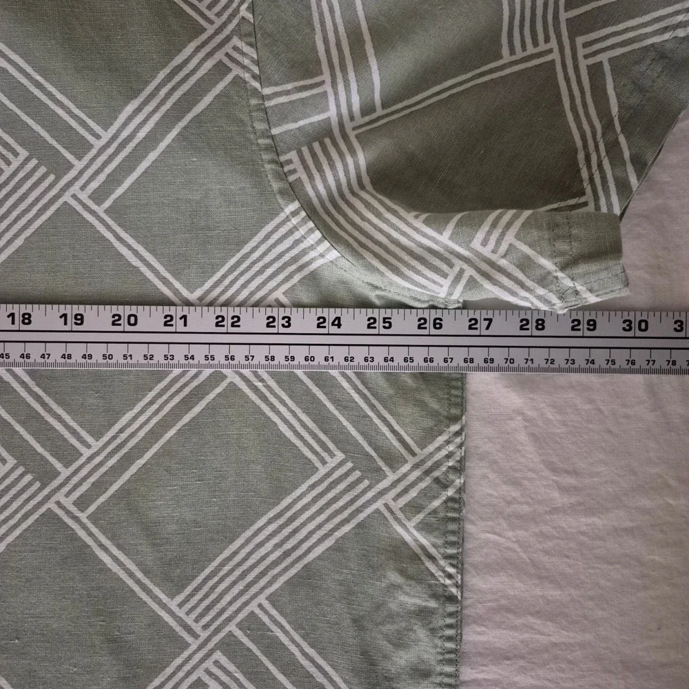 Banana Republic Mens XL Sage Green Geometric Linen Cotton Short Sleeve Shirt